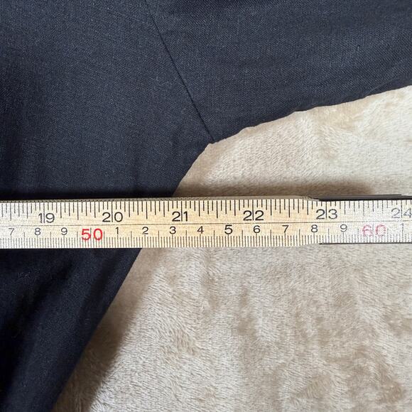 Banana Republic Linen Belted Shirt Dress Black Button Front Midi Long Sleeve | M - Picture 8 of 10